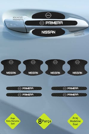 Nissan Primera Karbon Desenli Kapı İçi Kolları Koruma Folyo Seti – Primera Serisine Özel Üretim 8 Parça Takım