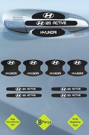 Karbon Desenli Hyundai i20 Active Kapı İçi Kolları Çizilmelere Karşı Koruma Folyo Seti - Şık Dekoratif Tasarım