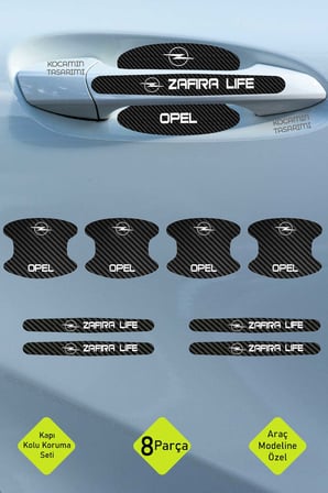 Opel Zafira Life Karbon Desenli Kapı İçi Kolları Koruma Folyo Seti – 8 Parça Şık Dekoratif Ürün