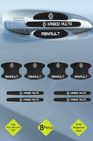 Renault Kangoo Multix Kapı Kolu Karbon Folyo Seti – Kangoo Multix Modeline Özel Dayanıklı 8 Parça Koruyucu Ürün