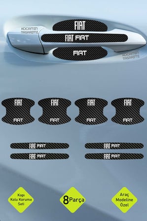 Fiat Tasarımlı Karbon Desenli Kapı İçi Kolları Koruma Folyo Seti – 8 Parça Şık Dekoratif Ürün