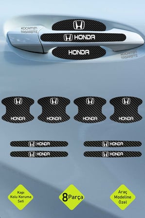 Yeni Nesil Honda Universal Karbon Kapı Kolu Koruma Seti – Universal Modeline Tam Uyumlu, Beyaz Yazılı Tasarım