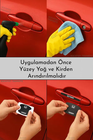 Yeni Nesil Honda Universal Karbon Kapı Kolu Koruma Seti – Universal Modeline Tam Uyumlu, Beyaz Yazılı Tasarım