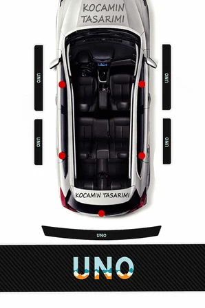 Premium Karbon Fiat Uno Kapı Eşiği Koruma Seti – 5 Parça Dayanıklı Renkli Baskılı