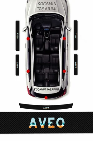 Chevrolet Aveo Kapı Eşiği Karbon Koruyucu – Aveo Modeline Uyumlu 5 Parça Renkli Baskılı Set
