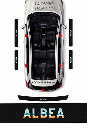 Araç Modeline Özel Fiat Albea Karbon Kapı Eşiği Koruma Seti – 5 Parça Premium Renkli Baskı