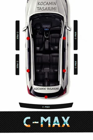 Ford C-Max Kapı Eşiği Karbon Koruyucu Set – C-Max Modeline Uyumlu 5 Parça Premium Baskı