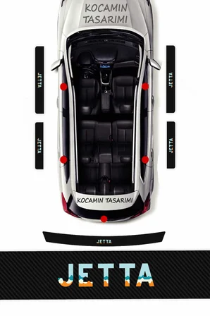 Araç Modeline Özel Volkswagen Jetta Karbon Kapı Eşiği Koruma Seti – 5 Parça Premium Renkli Baskı