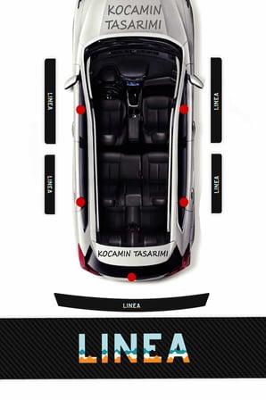 Fiat Linea Kapı Eşiği Karbon Koruma Seti – Linea Uyumlu 5 Parça Renkli Baskılı Araç Koruyucu
