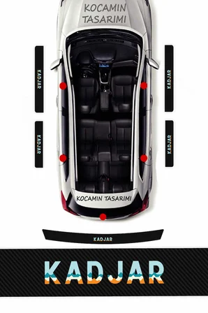 Premium Karbon Renault Kadjar Kapı Eşiği Koruma Seti – 5 Parça Dayanıklı Renkli Baskılı