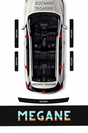 Renault Megane Kapı Eşiği Karbon Koruyucu – Megane Modeline Uyumlu 5 Parça Renkli Baskılı Set