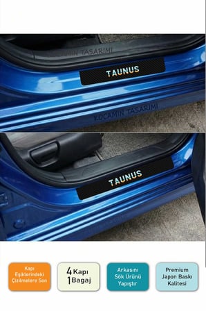 Yeni Nesil Ford Taunus Kapı Eşiği Koruyucu – Karbon Folyo 5 Parça Renkli Baskı