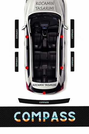 Premium Jeep Compass Karbon Kapı Eşiği Koruma Seti – 4 Kapı 1 Bagaj 5 Parça Dayanıklı Folyo
