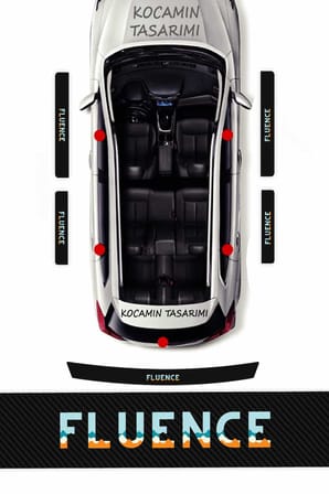 Şık Tasarımlı Renault Fluence Kapı Eşiği Karbon Folyo Seti – 5 Parça Renkli Baskılı Koruma