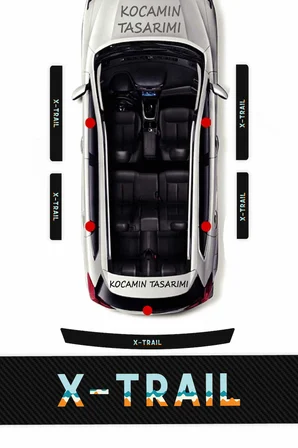 Araç Modeline Özel Nissan X-Trail Karbon Kapı Eşiği Koruma Seti – 5 Parça Premium Renkli Baskı