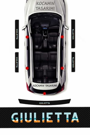 Premium Karbon Alfa Romeo Giulietta Kapı Eşiği Koruma Seti – 5 Parça Dayanıklı Renkli Baskılı
