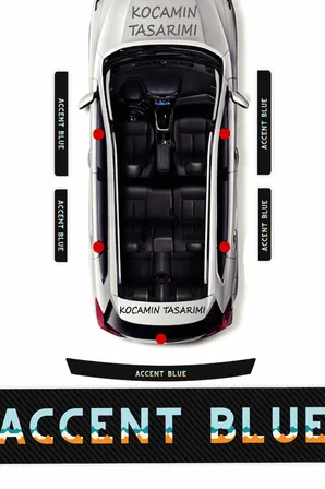 Hyundai Accent Blue Kapı Eşiği Karbon Koruyucu – Accent Blue Modeline Uyumlu 5 Parça Renkli Baskılı Set