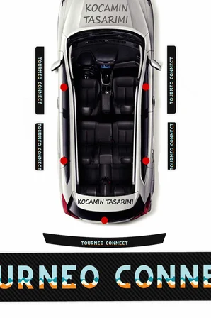 Premium Karbon Ford Tourneo Connect Kapı Eşiği Koruma Seti – 5 Parça Dayanıklı Renkli Baskılı