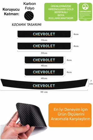Chevrolet Universal Kapı Eşiği Karbon Folyo Seti – Universal Modeline Özel 5 Parça Araç Koruyucu