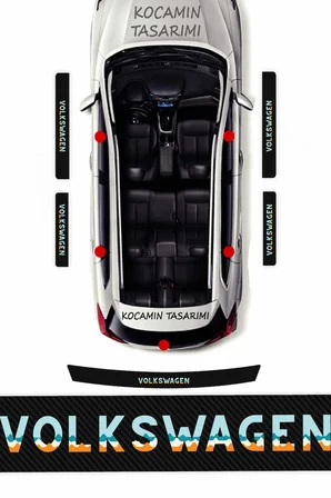 Karbon Desenli Volkswagen Premium Kapı Eşiği Koruma Seti – 5 Parça Renkli Baskılı Şık Tasarım