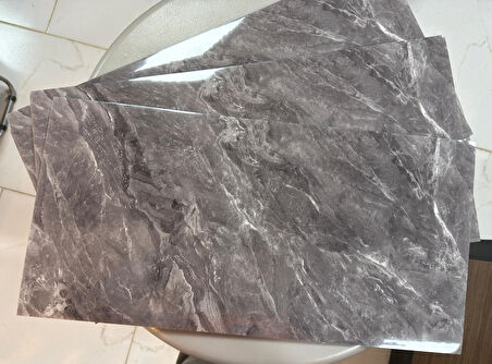 (6 Adet) Kendinden Yapışkanlı Dekoratif Esnek Köpük Beyaz Pvc Mermer Panel 60x30 (0,18 m²)cm Mutfak Banyo WC