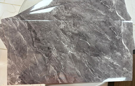 (6 Adet) Kendinden Yapışkanlı Dekoratif Esnek Köpük Beyaz Pvc Mermer Panel 60x30 (0,18 m²)cm Mutfak Banyo WC