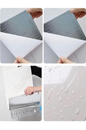 (6 Adet) Kendinden Yapışkanlı Dekoratif Esnek Köpük Beyaz Pvc Mermer Panel 60x30 (0,18 m²)cm Mutfak Banyo WC