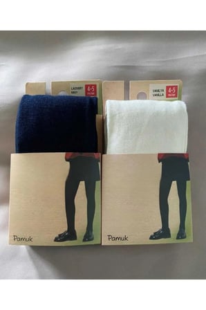 Pamuk 2'li Kız Çocuk Cotton Lacivert Vanilya Külotlu Çorap