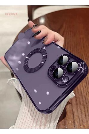 Iphone 14 Pro Kılıf Uyumlu Köşeleri Renkli Şeffaf Kamera Korumalı Silikon Luxury Kapak 