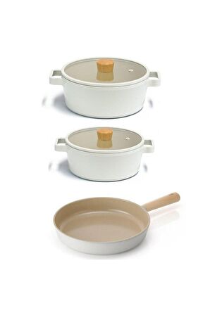 Neoflam Fika 5 Parça Tencere Tava Seti Bej