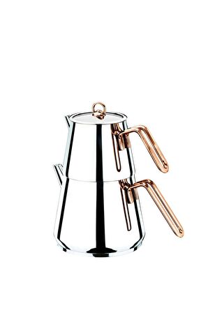 Akdeniz Piramit Metal Kulp Orta Boy Çaydanlık