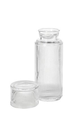 Alegre Glass Pure Cam Kapaklı Başucu Sürahisi Karaf Şişe 730 Ml