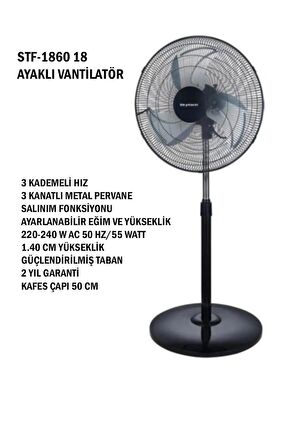 Skytech Stf 1860 18'' Sanayi Tipi Ayaklı Vantilatör
