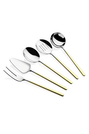 Dame Marie Allegra Gümüş-Gold 5 Parça Sos Kepçe Seti