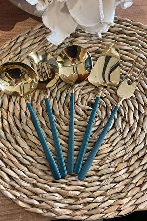 Dame Marie Gold-Green 5 Parça Sos Kepçe Seti