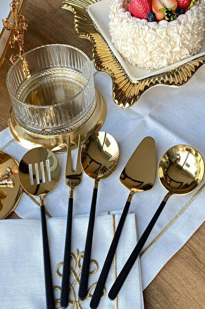 Dame Marie Black-Gold 5 Parça Sos Kepçe Seti