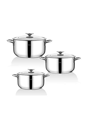 Taç Bengü Pro 6 Parça Çelik Tencere Seti 16-18-20 Cm