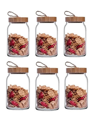 Paşabahçe Woody Bambu Kapaklı Kavanoz 6 Adet 43583 860 cc