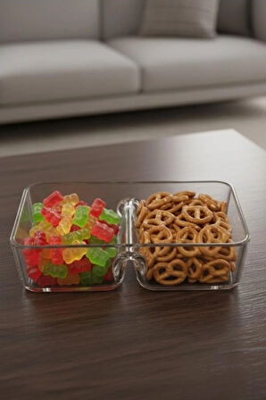 Paşabahçe El imalatı Kristal 2 bölmeli Dikdörtgen Derin Kase 218917 18839