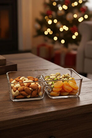 Paşabahçe El imalatı Kristal 2 bölmeli Dikdörtgen Derin Kase 218917 18839