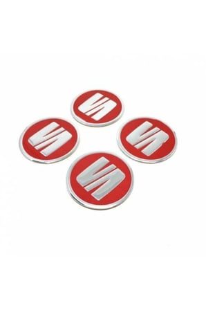 Seat Alüminyum Yapıştırma Jant Göbeği Kırmızı 4'lü 60mm Seatyn