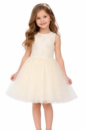 Kız Çocuk Yapraklı Elbise NK-71514