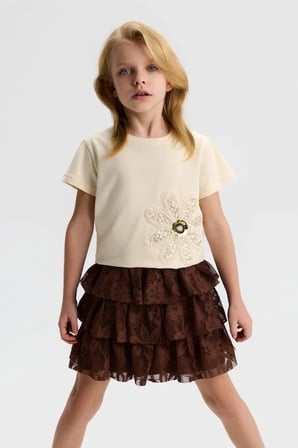 Kız Çocuk Brownie Etek NK-51523-Y