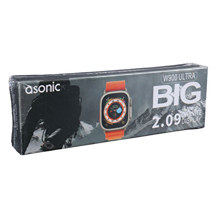 Asonic W900 Ultra IOS ve Android Uyumlu 2.09 inc Geniş Ekranlı Gümüş Akıllı Saat