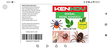 OGANICYOU KENKOV DOĞAL BİTKİSEL KENE KOVUCU