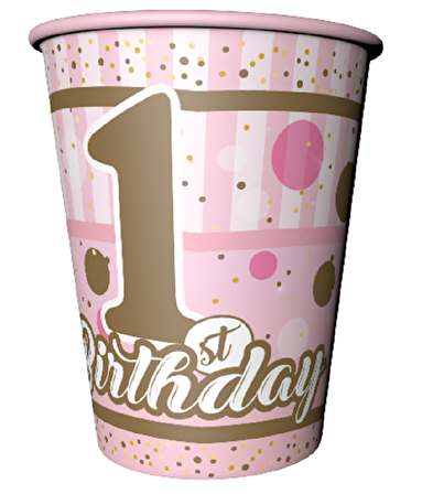 BARDAK 1 BİRTHDAY PEMBE 8'Lİ