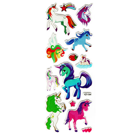 Sticker Kabartmalı Stiker Defter, Planlayıcı (kzy1044) 16x7 cm - Unicorn
