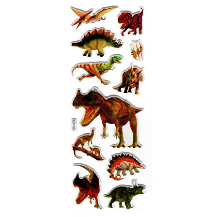 Sticker Kabartmalı Stiker Defter, Planlayıcı (kzy1063) 16x7 cm - Dinozor