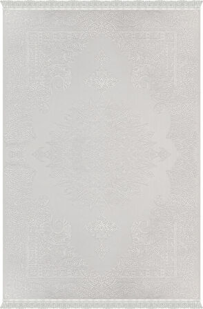 Deluxe Koleksiyonu Viskon Akrilik Dokuma Lüks Saçaklı Halı 6502 Krem