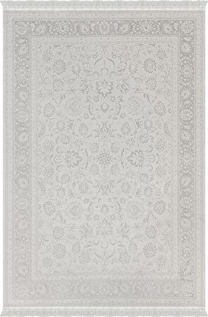 Deluxe Koleksiyonu Viskon Akrilik Dokuma Lüks Saçaklı Halı 6504 Gri